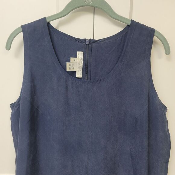 NANCY HELLER For Saks Fifth Avenue Blue Silk Sleeveless Sheath Maxi Dress, M - Picture 4 of 7